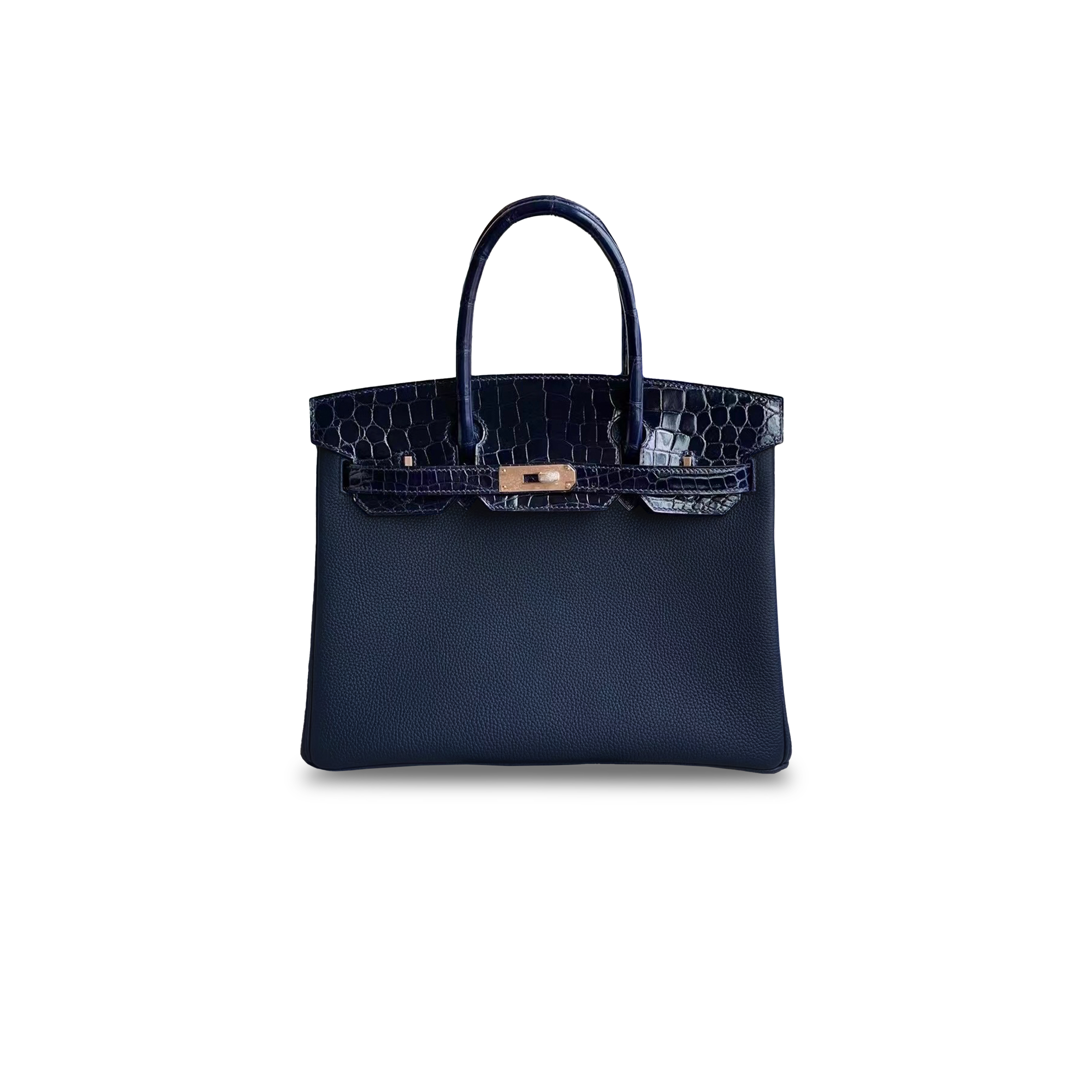 H**mes master birkin 30 crocodile and togo leather sapphire blue gold buckle h076235ck25 (30*22*16cm)